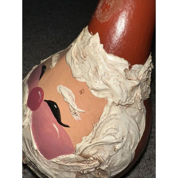 Vintage Hand Painted Santa Claus Large Gourd Folk Art Christmas Decoration 10" - Picture 4 of 8